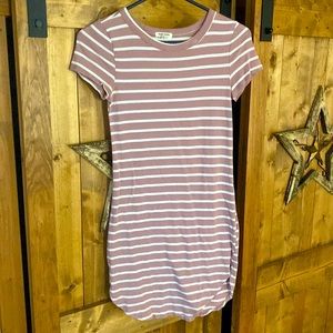 Pink striped T-shirt dress